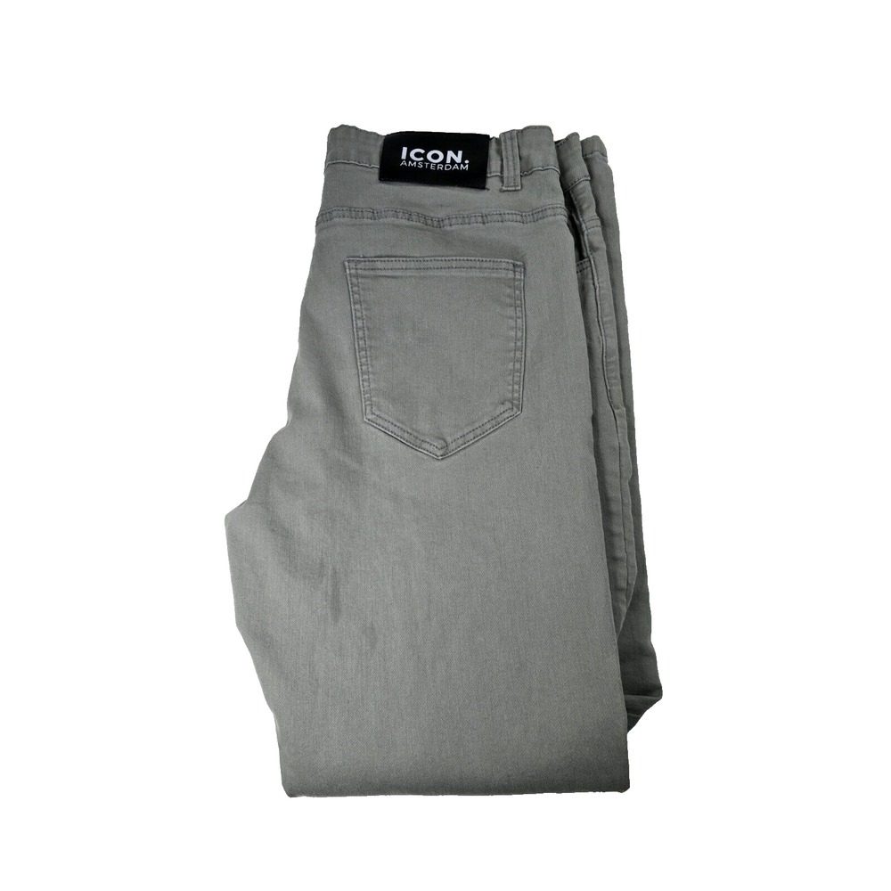 Icon Amsterdam Pants Mens 34x29 Gray Slim Fit Tapered Stretch Nylon Blend Office